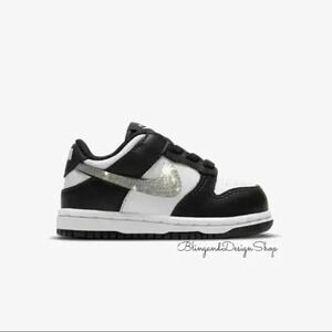 Nike Dunk Low Toddler Girls Sneakers Shoes Customized with Crystals Black